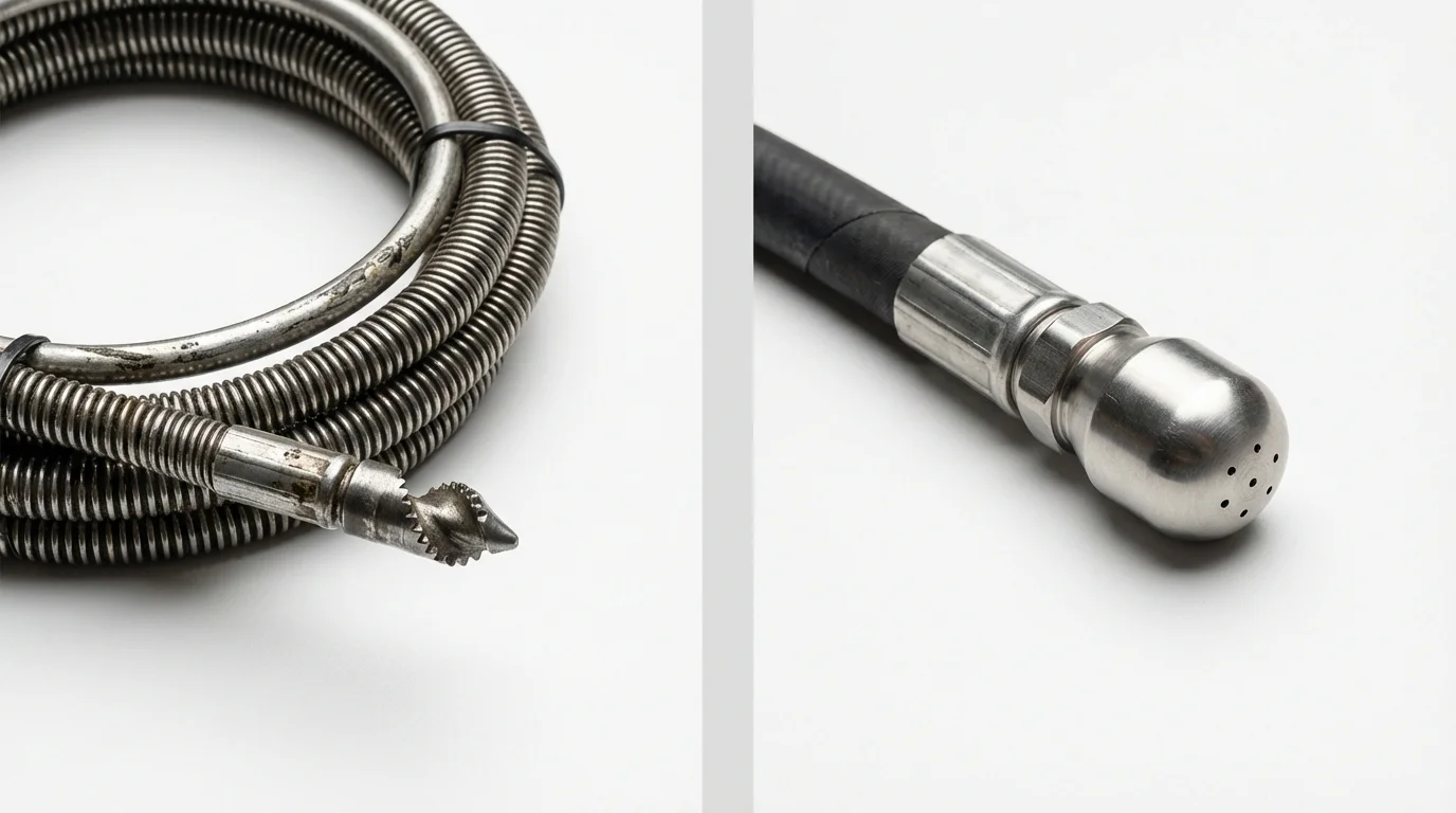 Drain snake cable and hydro jetting nozzle used for drain cleaning in Monument Beach, MA